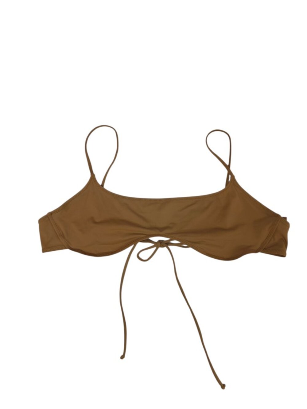 SKIMS Recycled Swim Micro Scoop Bikini Top, Almond Brown, Size 4X, Plus Swim